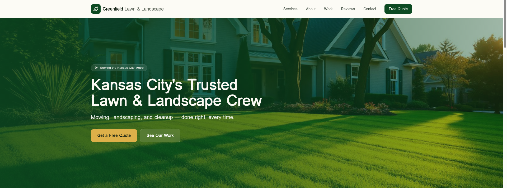 Greenfield Lawn & Landscape website preview